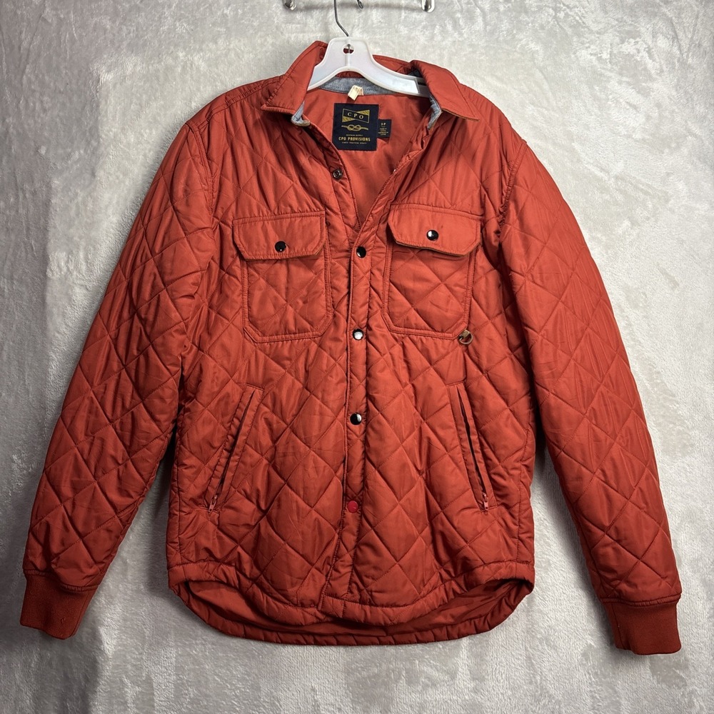CPO Provisions Men's Snap Button Puffer Jacket Orange - Small